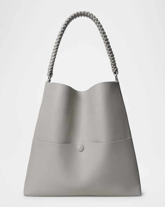 Slim Medium Grained Leather Tote Bag